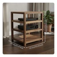 Solid Wood Audio Rack Sturdy Construction Walnut Stereo Cabinet Stable Load-Bearing Audiophile Equipment Rack for Home Theater, Listening Room