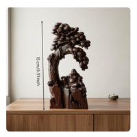 Ebony Wood Buddha Sculpture Zen Design House Decoration for Living Room, Desktop