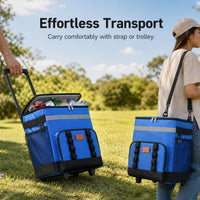 Portable Rolling Cooler Bag with Thick Oxford Cloth, Large Capacity Insulated Picnic Bag