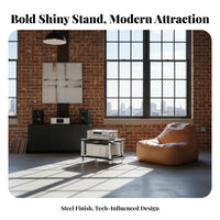 4 Pieces High-fidelity Equipment Stand Shock Absorbing Feet Audio Video Component Rack Vibration Damping Amplifier Component Shelf with Dense Fiberboard Shelves and Stainless Steel Pillars Suitable for Gift Giving Home Decoration Living Room Listening Spa
