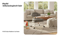 Upholstered Low Chair with Casters Rounded Corners Low Roller Seat for Playroom