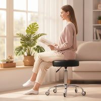 Adjustable Rolling Stool Padded Adjustable Stool with Wheels Cushioned Chair for Barbers, Barbershops
