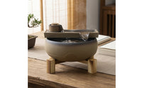 Ceramic Fountain with Wooden Stand Zen Ceramic Tabletop Fountain Quiet for Desk