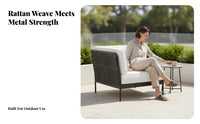 4 Pieces 4-Piece Woven Seating Set Weather-Resistant Outdoor Furniture Set Thick Paddings Easy to Clean for Homeowners