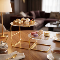 Cake Stand Textured Pastry Stand Transparent Serving Platter for Party Hosts, Weddings, Parties