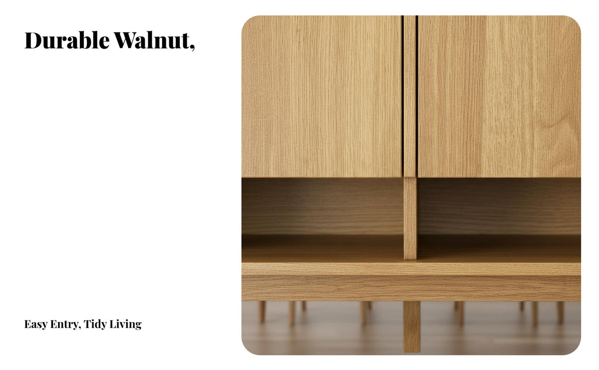 Solid Wood Black Walnut Console Cabinet Bone Line Design Sideboard Buffet Cabinet Hand Polished Wooden Sideboard Water-Based Paint for Homeowners, Apartment Dwellers, Families, Entryway, Hallway, Home Office