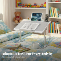 Adjustable Tilting Bed Table Built-in Page Holder Adjustable Computer Table