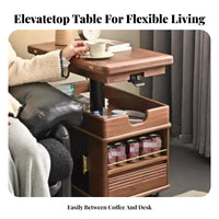 Adjustable C-Shaped Table Foldable Design Laptop Stand Mobile with Locking Casters Tilting Top for Students, Bedroom