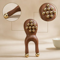 Handheld Frog Massage Tool Compact Wooden Massager with Brass Balls Manual Acupoint Presser Portable for Travel