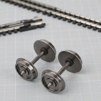 2 Pieces HO Scale Model Train Wheels with Metal Axle Precision Model Railway Wheel with Axle Replacement Wheelsets Spare for Hobbyists