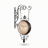 Bracket Clock Wroughtornate Iron Look Clock with Bracket Easy Reading for Hallway