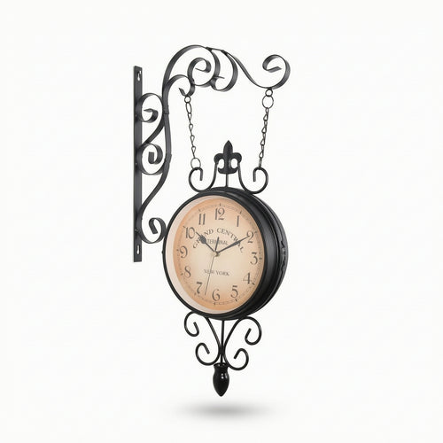Bracket Clock Wroughtornate Iron Look Clock with Bracket Easy Reading for Hallway