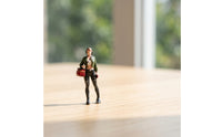 Miniature Courier with Parcel Carrier Small-Scale Courier Figure Tabletop Diorama Figure for Hobbyists, Collectors, Model Photography, Street Scenes