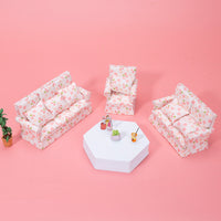 1:12 Dollhouse Miniature Furniture Model Living Room Micro Scene 12-Point Three-Seat Heart Sofa