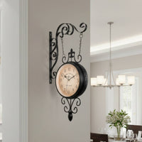 Bracket Clock Wroughtornate Iron Look Clock with Bracket Easy Reading for Hallway