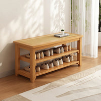 Bench with Shoe Storage Solid Wood Shoe Rack Bench Open-Shelf for Families, Hallway, Foyer, Small Apartments