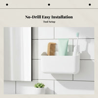 Bathroom Wall-Mounted Organizer, No-Drill Storage Rack, Toothbrush & Comb Holder
