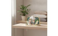 mini Suitcase Display Box with Handle Striped Miniature Display Box Preserving Miniature Case for Interior Decoration