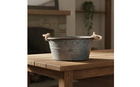 Rustic Iron Planter with Rope Handles Versatile Decorative Pail Great Gift Vintage Rural Planter for Gardeners, Balcony