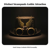Eyepiece Details Steampunk Top Hat Wing Decoration Steampunk Headpiece Gear Accents Top Hat Headpiece Gold-Tone Trim