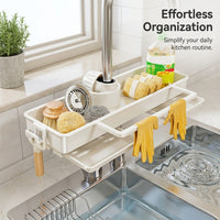Bathroom Sink Organizer, No-Drill Wall Mount Rack for Sponges & Dishcloths, Rectangular Drain Shelf for Home Cooks, Space-Saving Kitchen for Utensils