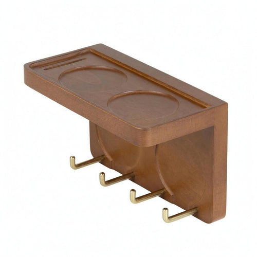 Coffee Tool Rack Metal Hooks Wall Mounted Coffee Rack Wooden