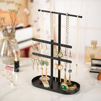 黑色3层32孔首饰展示架铁艺饰品耳饰项链收纳架Jewelry Organizer