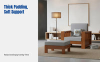 Solid Wood Sofa Set, Minimalist Modern Chinese, Living Room, Straight Row, Removable and Washable, High-Elastic Sponge