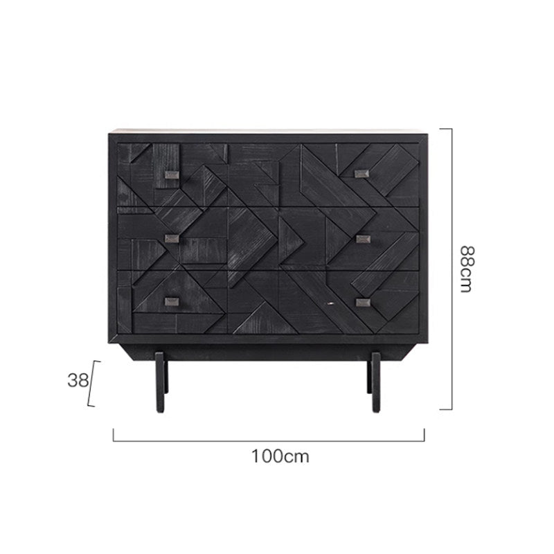 Black / 3-drawer Side Table