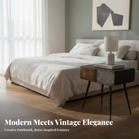 Patchwork Front Cabinet Retro Look Bedside Table Modern aesthetic for Homeowners