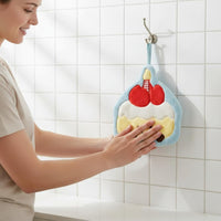 Coral Fleece Hanging Towel Lintnon-Shedding Cake Hand Towel Soft for Bathroom