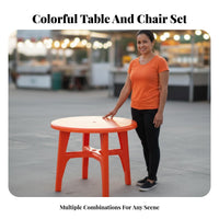 Table and Chair Set Umbrella Hole Compatible Food Stall Furniture Heavy Duty Outdoor Table and 6 Chairs for Families, Beach, Garden, Backyard