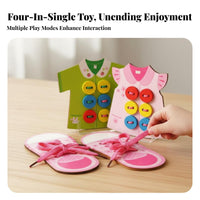 Fine Movement Skills Development Wooden Lacing Game Educational 4 in 1 Lacing Board Set Hand-Eye Coordination for Preschoolers, Kids