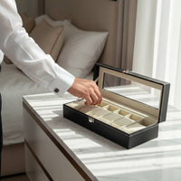 PU Leather Watch Box Soft Soft Lining Watch Storage Box Metal Clasp for Men