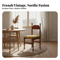 Upholstered Wooden Chair Wabi-Sabi Aesthetic Indoor Furnishing Nordic Inspired Sturdy Wood Legs for Homeowners, Adults, Kitchen