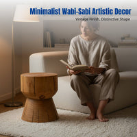 Hardwood Side Table, Vintage Wabi-Sabi Design, Handmade Creative Stool, Rustic Coffee Table Base