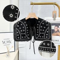 Embroidered Faux Collar Detachable Apparel Accessory Soft for Costumes, Girls
