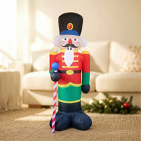 Freestanding Christmas Inflatable Nutcracker Inflate Inflatable Nutcracker Soldier Portable Holiday Decoration Easy for Yard, Porch