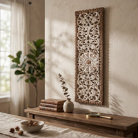 Floral Scroll Wall Plaque Ornamental Border Vintage Wooden Wall Decor Solid Wood House Decoration