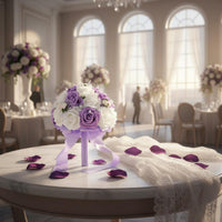 White and Purple Wedding Floral Arrangement Western Design Floral Decor Won't