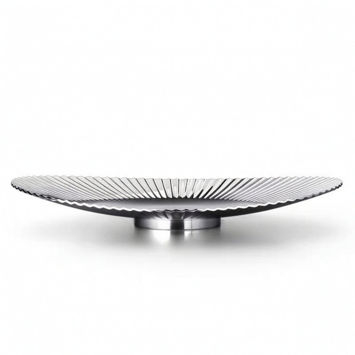 Fruit Plate with Pedestal Shallow Fluted Pedestal Bowl Ribbed Decorative Centerpiece Bowl for Kitchen Island
