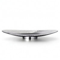 Fruit Plate with Pedestal Shallow Fluted Pedestal Bowl Ribbed Decorative Centerpiece Bowl for Kitchen Island