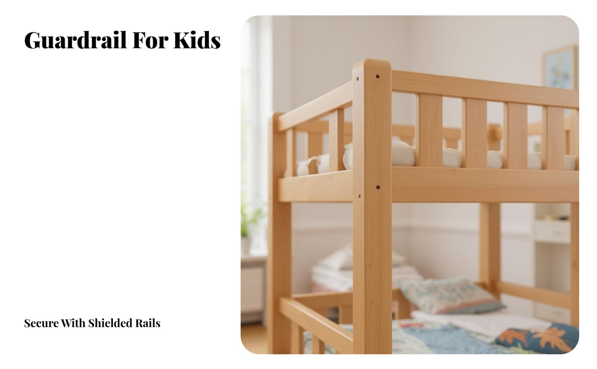 Solid Wood Bunk Bed Space-Saving Design Kids Bunk Bed with Ladder High Guardrail Bedroom Furniture for Students, Families, Dormitory, Dorm Room
