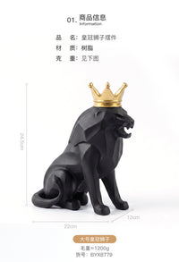 Nordic Minimalist Resin Black Lion Sculpture Ornament