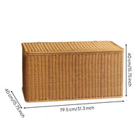woven Storage Chest Hinged Lid woven Storage Trunk Cutout Handles Household Organizer