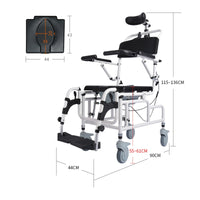 Reclining Shower Commode Transport Chair Wheeled for, Patients