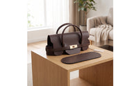 Retro-Style Leather Bag Flap with Handle Turn-Lock Handbag Making Kit Structured Bag Accessory with Base Gold-Tone for Crafters, Crochet Projects