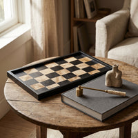 Checkerboard Tray Matte Black Rectangular Tray Shallow for Shelves