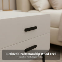 Single-Drawer End Table Cream aesthetic Nightstand Rounded Corners for Students