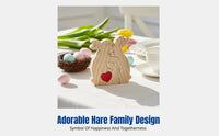 Wooden Hare Family Game Set, Hand-Carved Hardwood Decor, Modern Minimalist Accent, Easter Gift